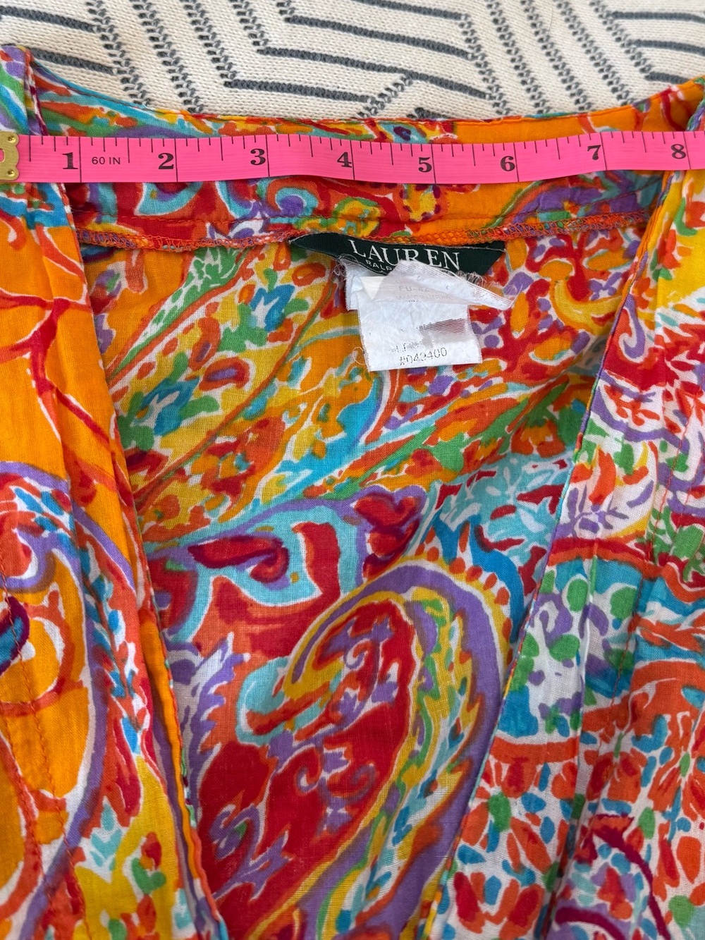 Lauren by Ralph Lauren Orange Boho Multicolor Paisley Swim Cover-Up, XL - Picture 10 of 11